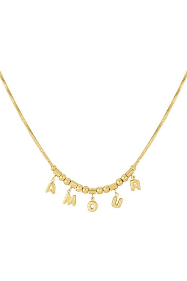 Dikke letters Amour Ketting goud
