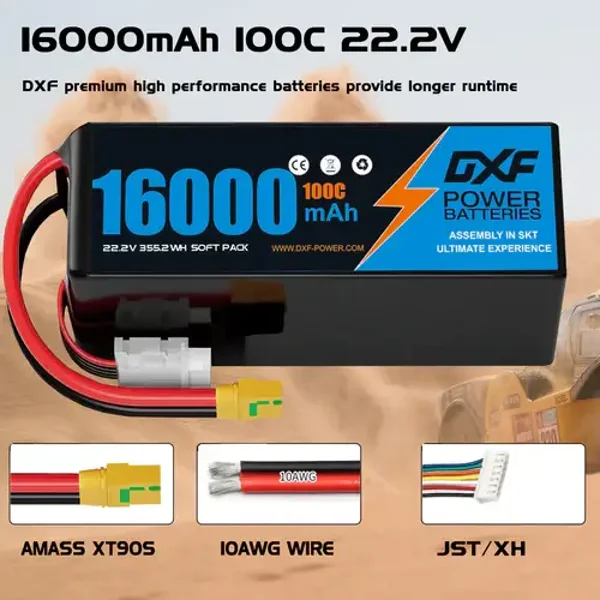 RCL25 DXF 6S Lipo Battery 22.8V 100C 16000mAh Soft Case Battery for Drone UAV FPV Car Truck Tank RC Buggy Truggy Racing Hobby ( 1 PC )