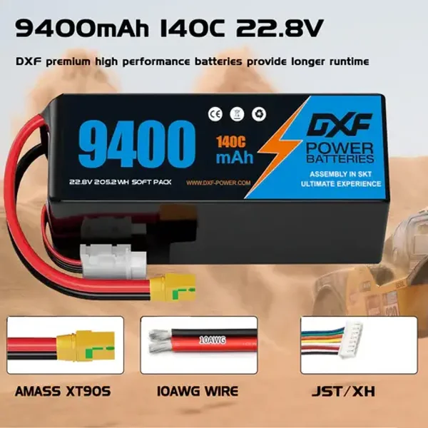 RCL25 DXF 6S Lipo Battery 22.8V 100C 9400mAh Soft Case Battery for Drone UAV FPV Car Truck Tank RC Buggy Truggy Racing Hobby ( 1 PC )