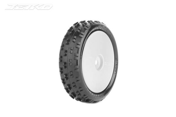JETKO Pneus Jetko Buggy 1:10 Arena AV 2WD Super Soft sur jantes (2) Part No. : JK2001CSSGW