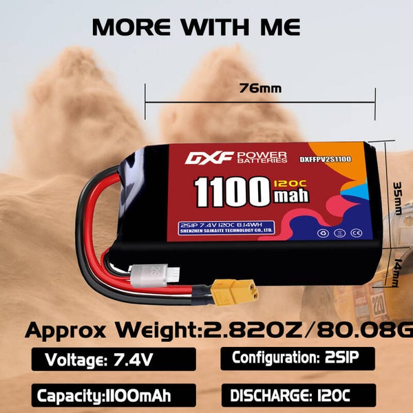 Batterie LiPo DXF 1100 mAh 2S 120C 7,4 V