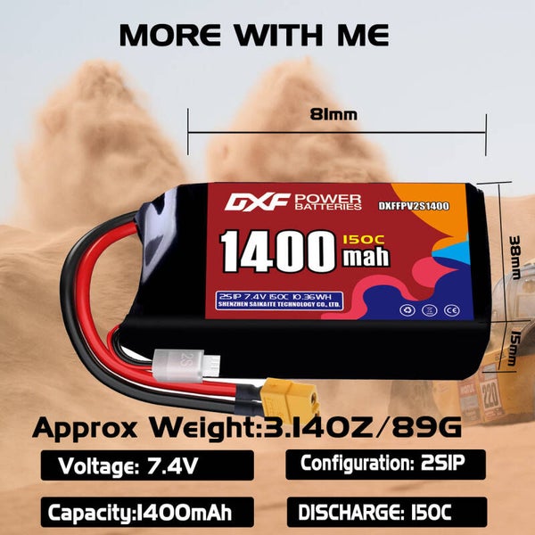 Batterie LiPo DXF 1400 mAh 2S 150C 7,4 V