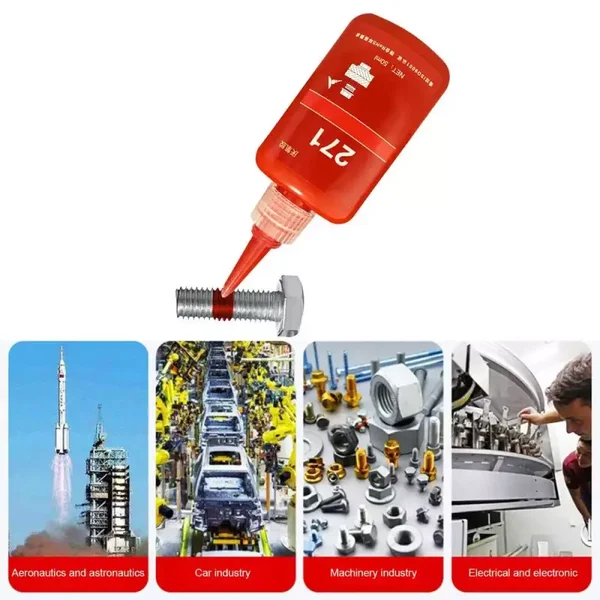 Colle à vis, 271 Rouge FORT agent de blocage de filetage, colle anaérobie, joint adhésif anti-lâche, 50ml