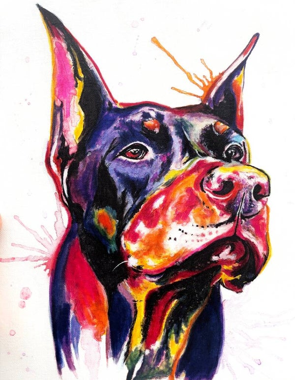 Tableau Doberman Coloré