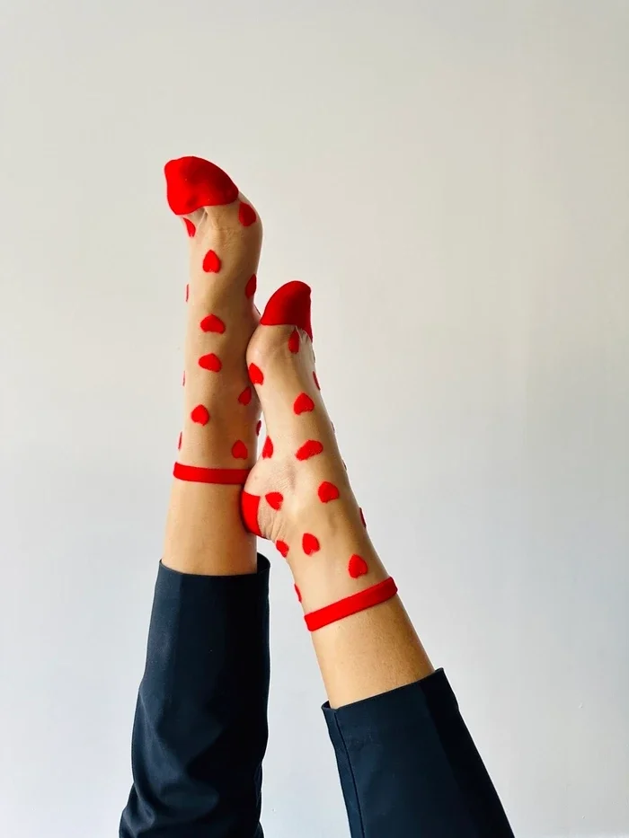 Chaussettes coeur rouge