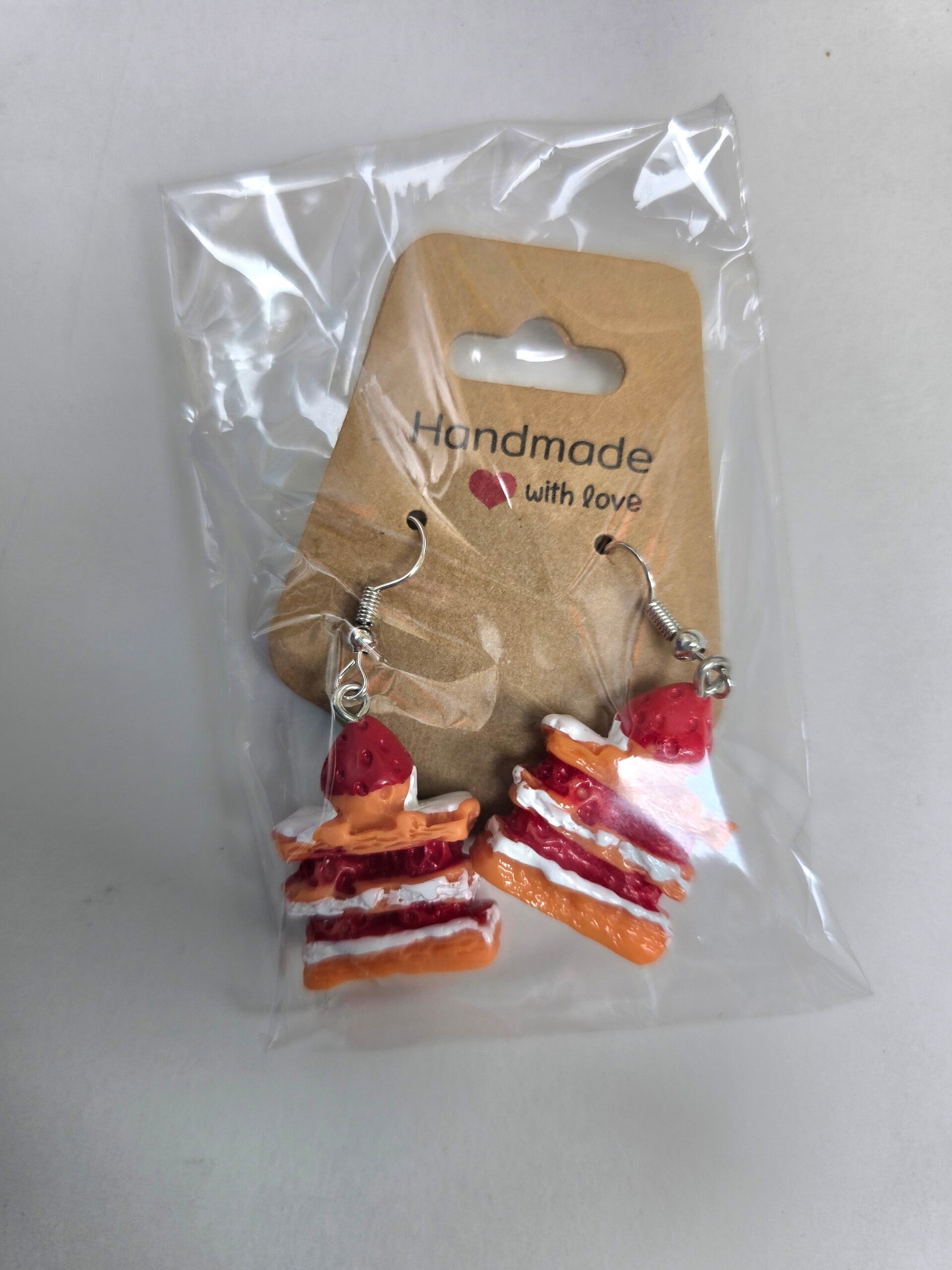 Funny earrings strawberry cake