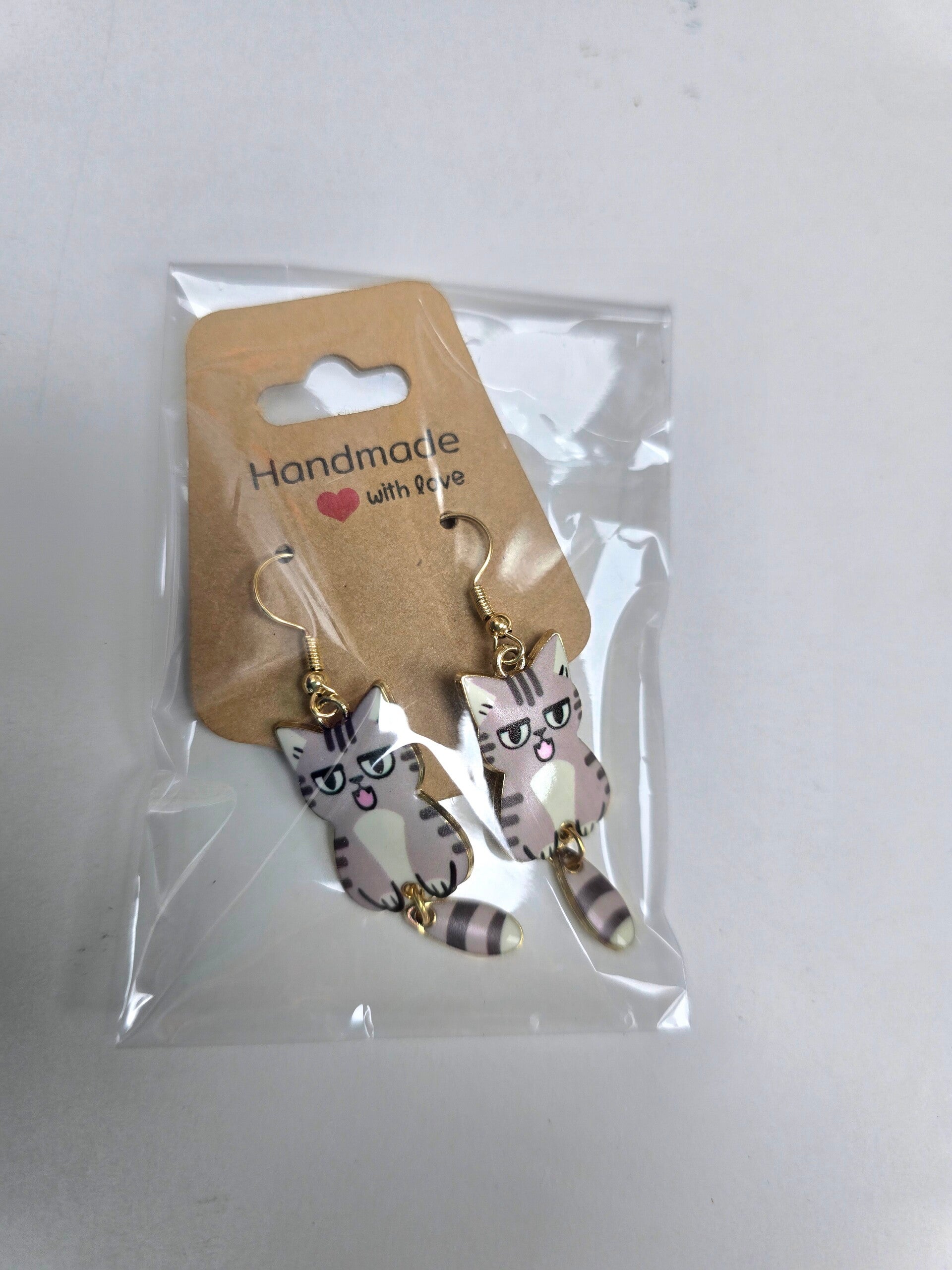 Funny earrings grey cats