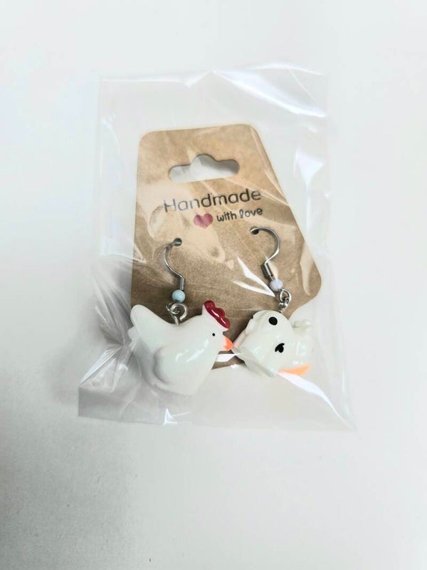 Funny earrings Chicken& cow