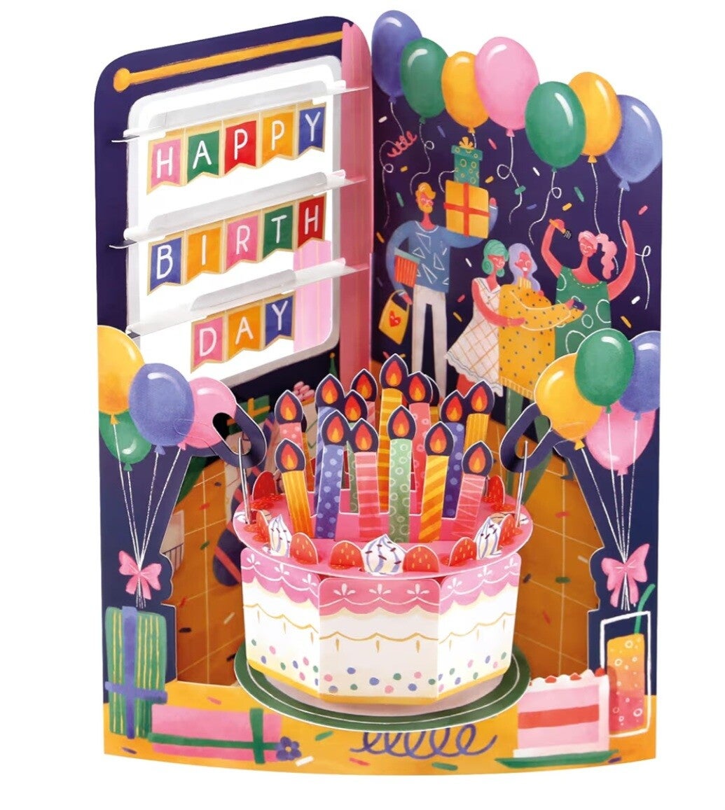 Happy Birthday cake swinging card