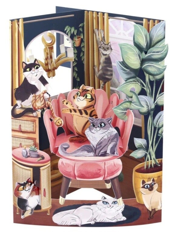 Cats in Lounge Swinging card