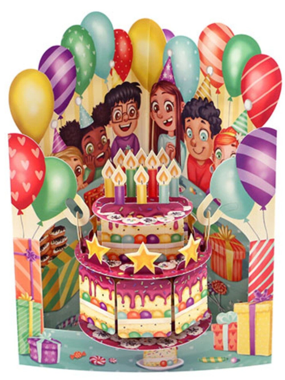 Happy Birthday children swinging card