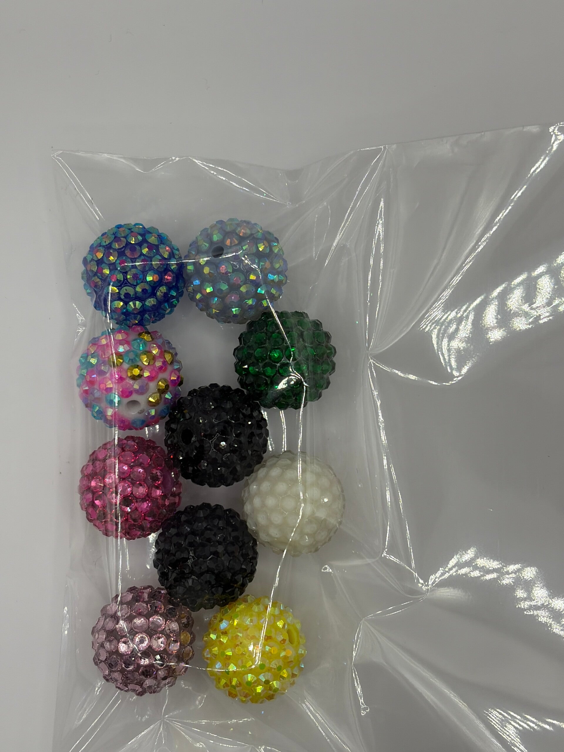 Rhinestone kralen 20 mm gemengd, zakje 10 stuks