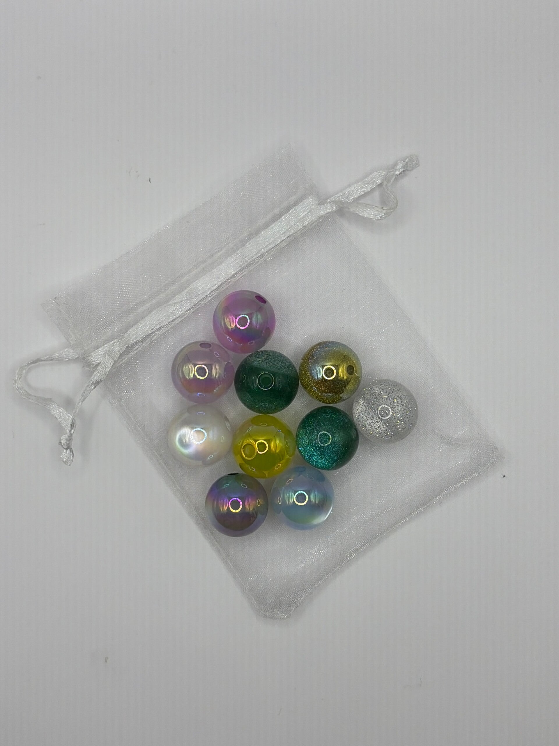 Cat eye kralen UV, 16 mm, gemengd, zakje 10 stuks