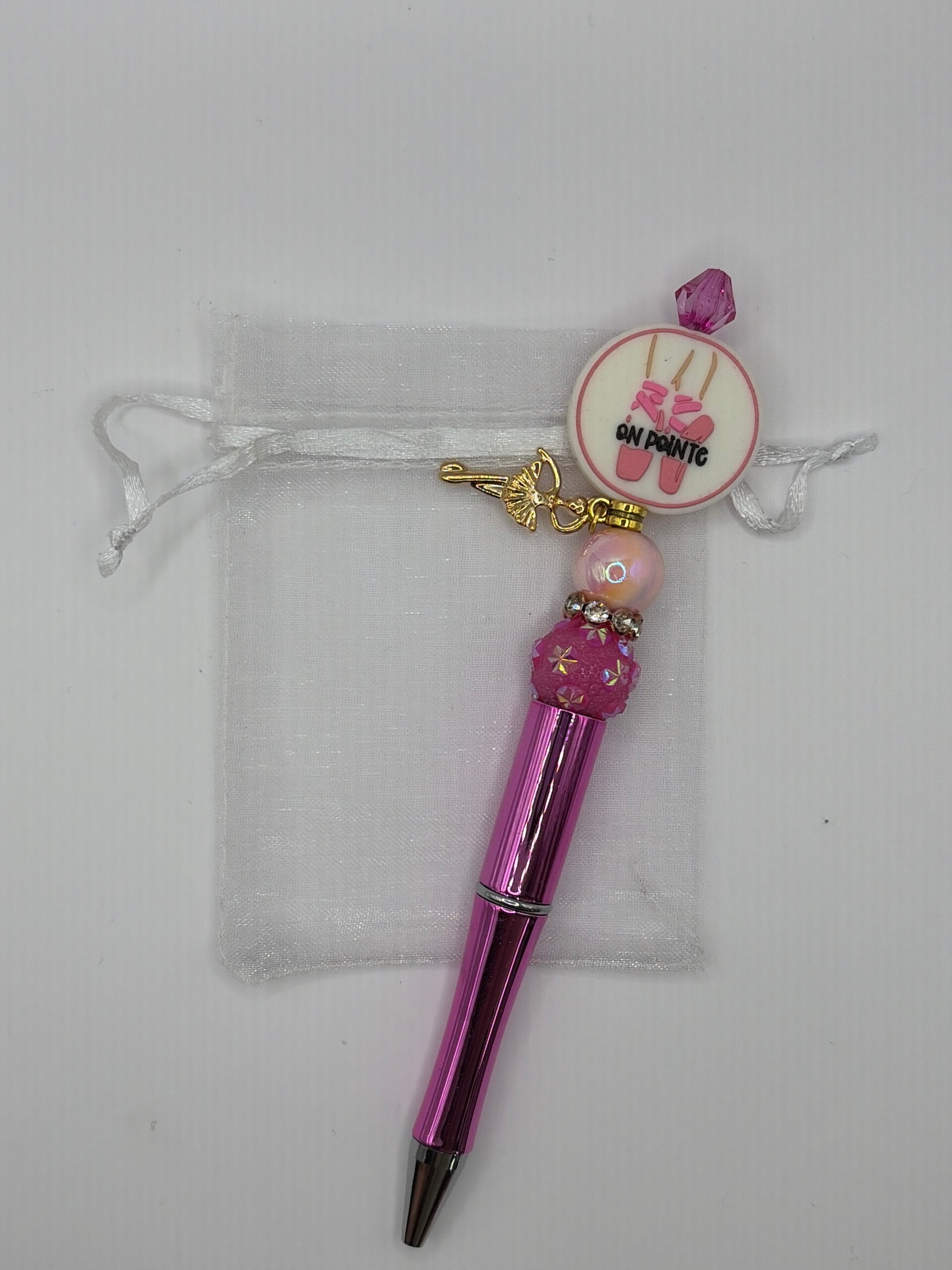 Pen roze metallic met ballet focal On Pointe ballerina