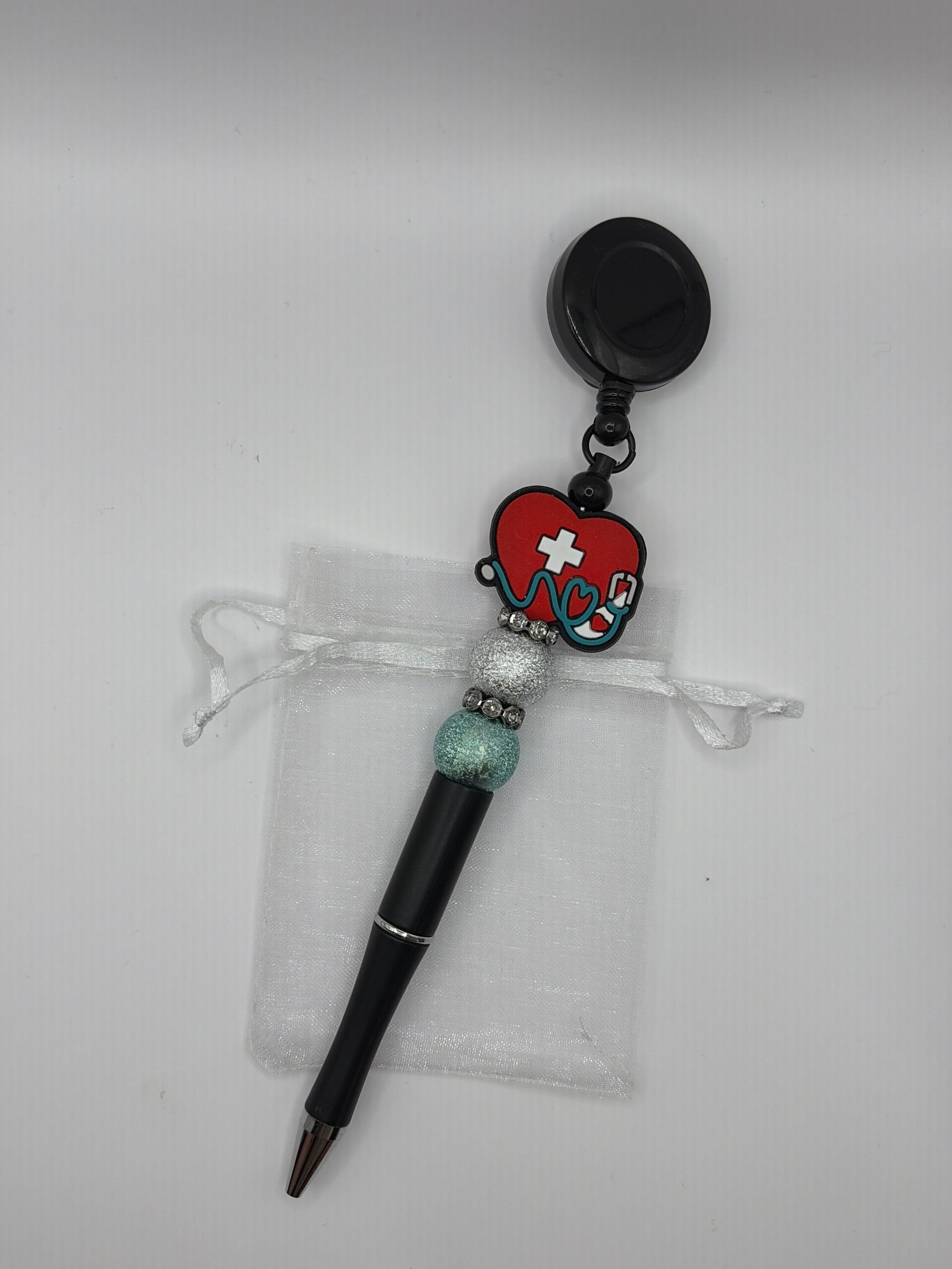 Pen met cliphouder zwart met hart
