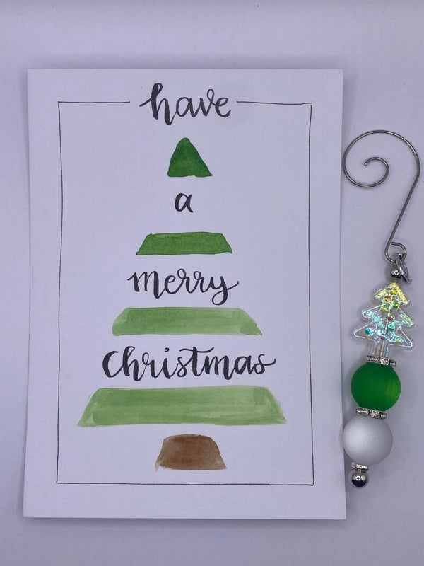 Kersthanger met kerstkaart kerstboom zilver