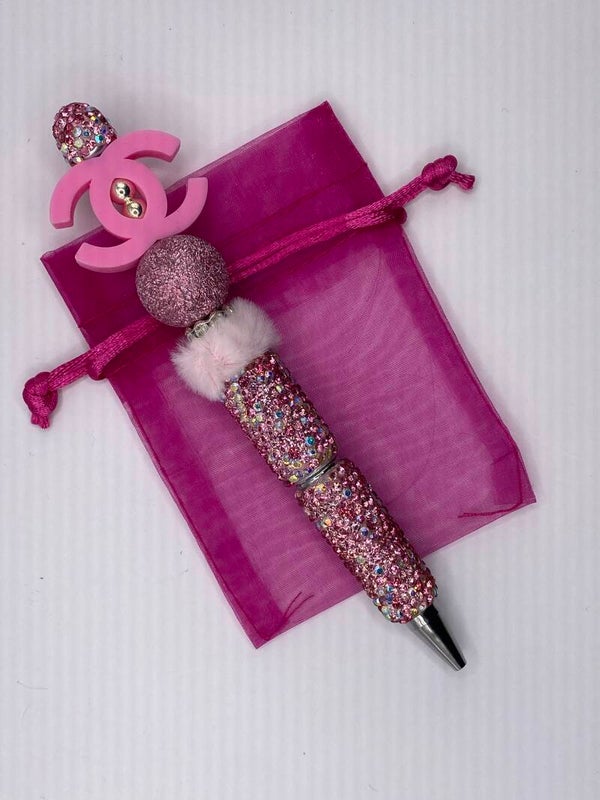 CC rhinestone pen roze met CC letters