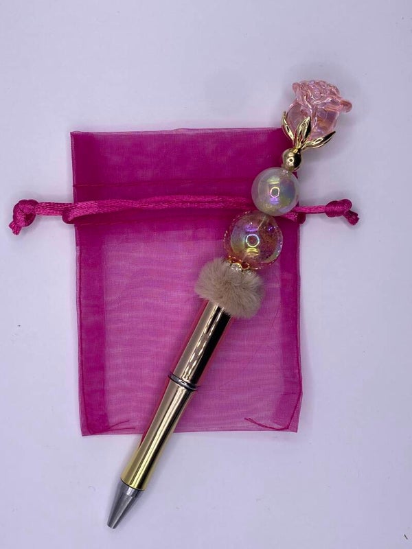 Pen met rozen topper gouden topper