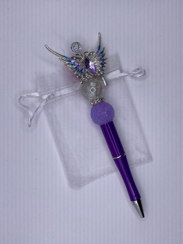 Pen paars luxe vlinder topper