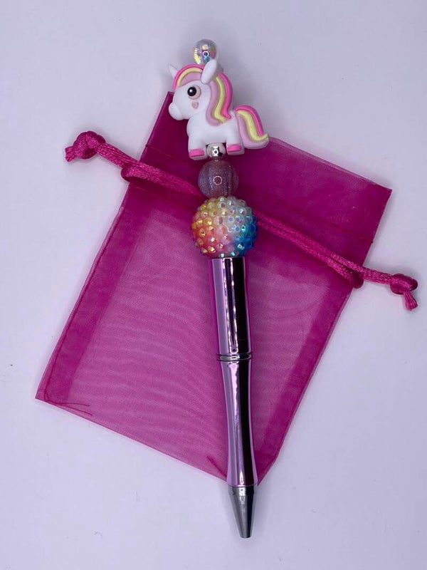 Pen unicorn roze metallic