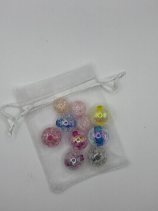 Craquele kralen, gemengd, zakje 10 stuks
