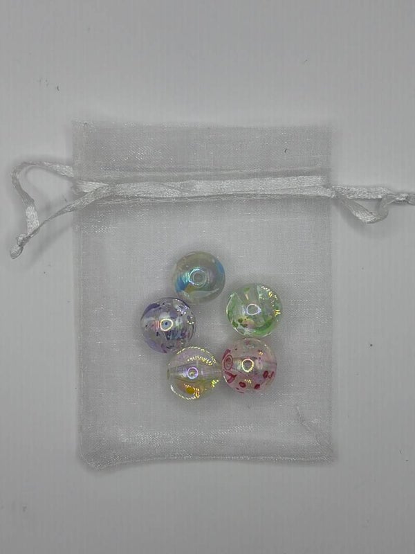 Kralen met spetters, gemengd, 16 mm, zakje 10 stuks
