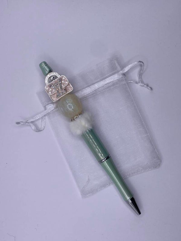 Pen salie groen met LV tasje metallic