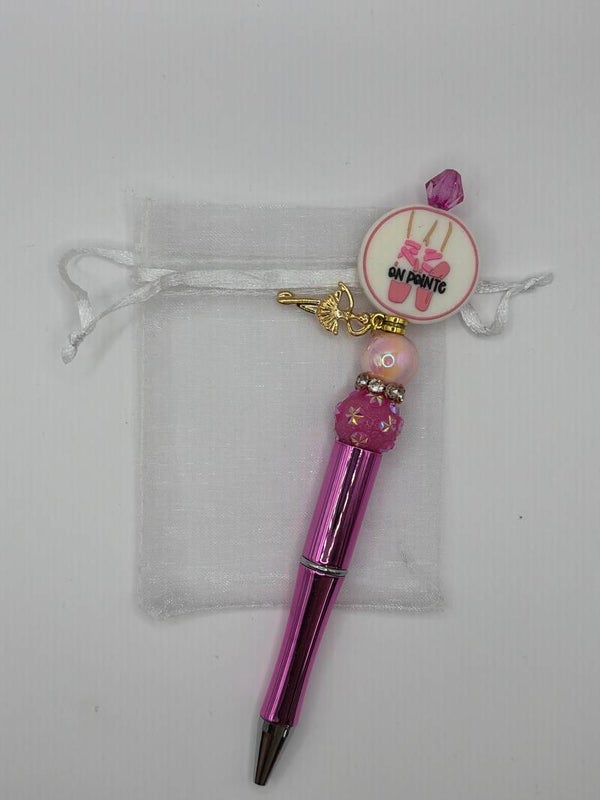 Pen roze metallic met ballet focal On Pointe ballerina