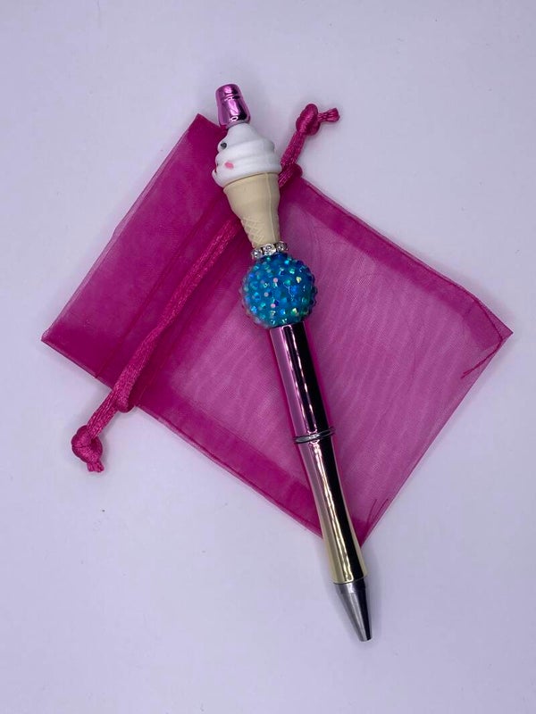 Pen metallic roze met ijsje