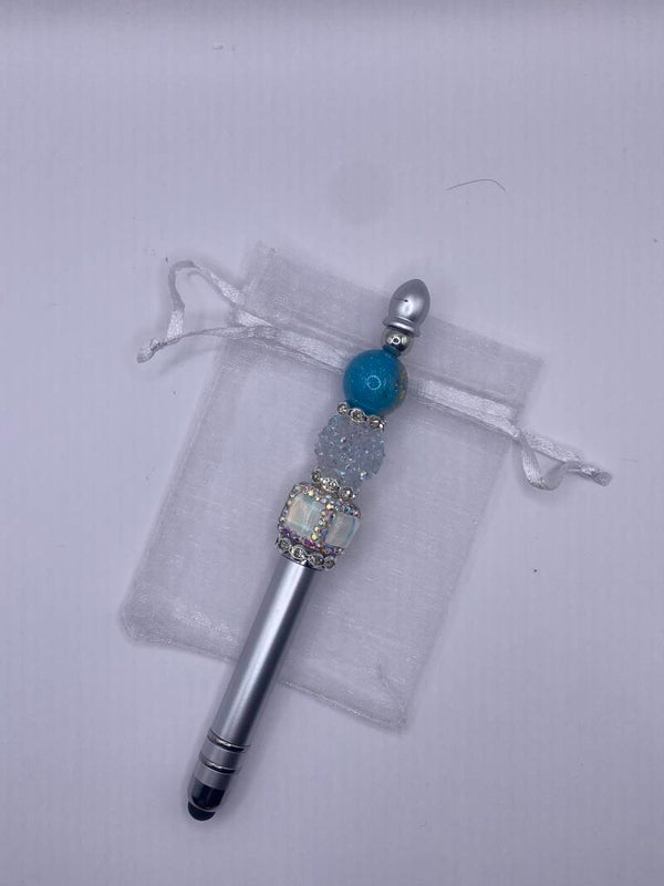 Touchscreen pen zilver blauw