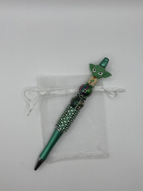 Pen metallic groen mat met glitterrand