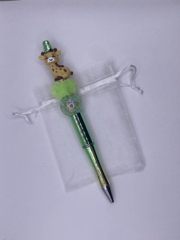 Pen giraf metallic groene pen