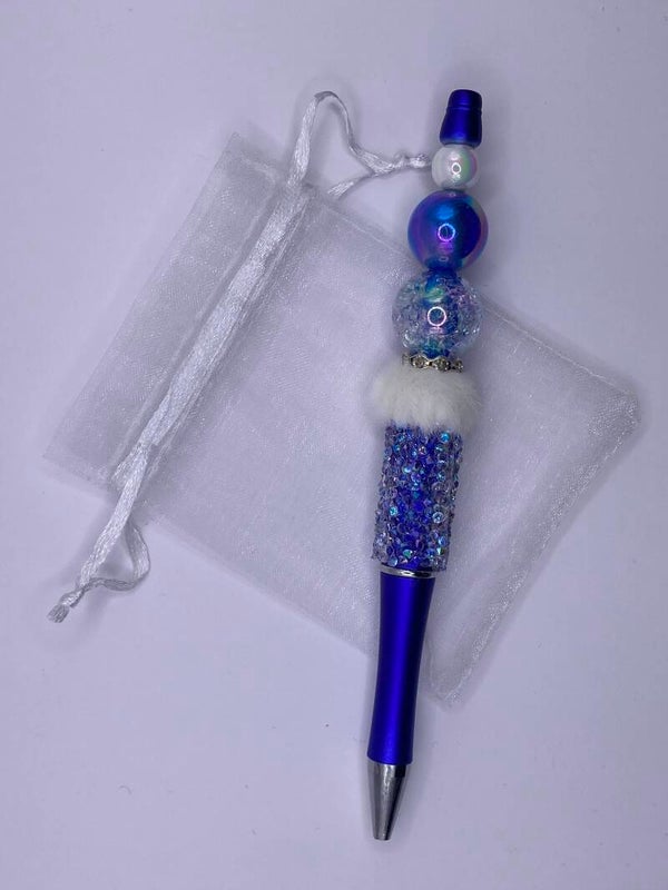 Pen blauw glitter