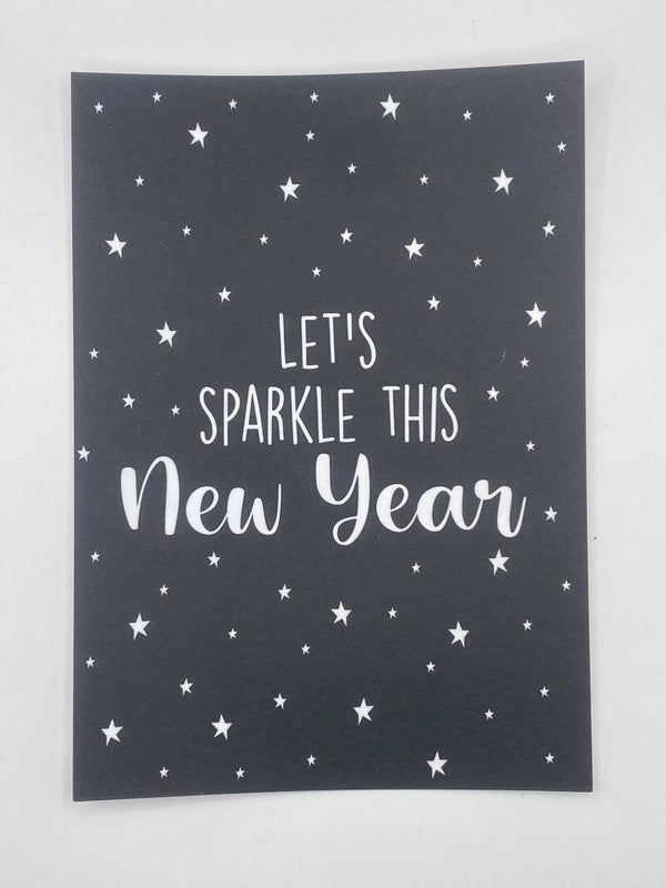 Kerstkaart let’s Sparkle this new year