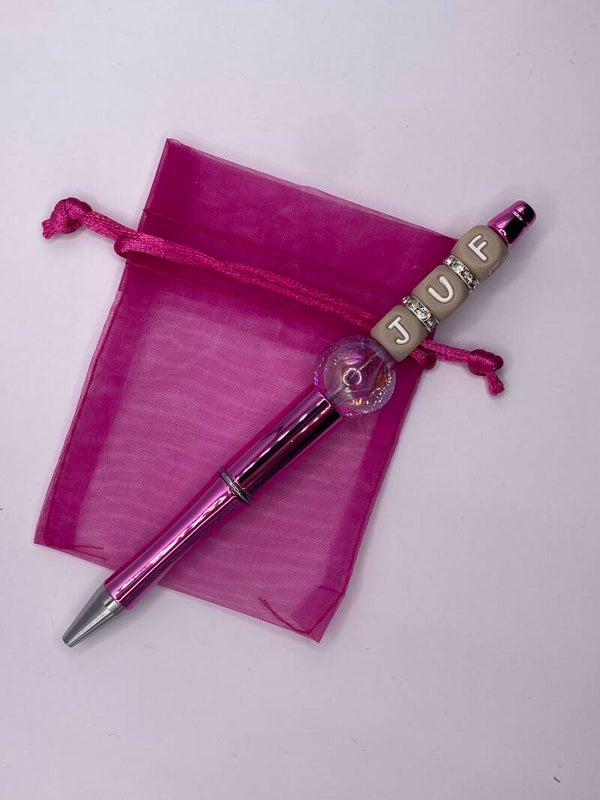 Pen juf roze metallic pen