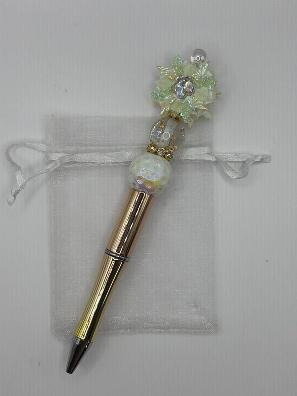 Pen goudkleurig mat met ijskristal