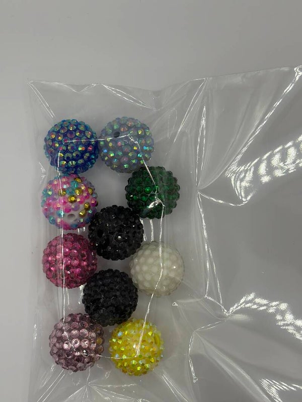 Rhinestone kralen 20 mm gemengd, zakje 10 stuks