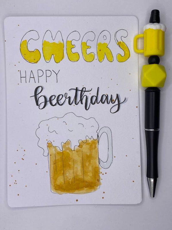 Kaart en bijpassende pen Happy beerthday