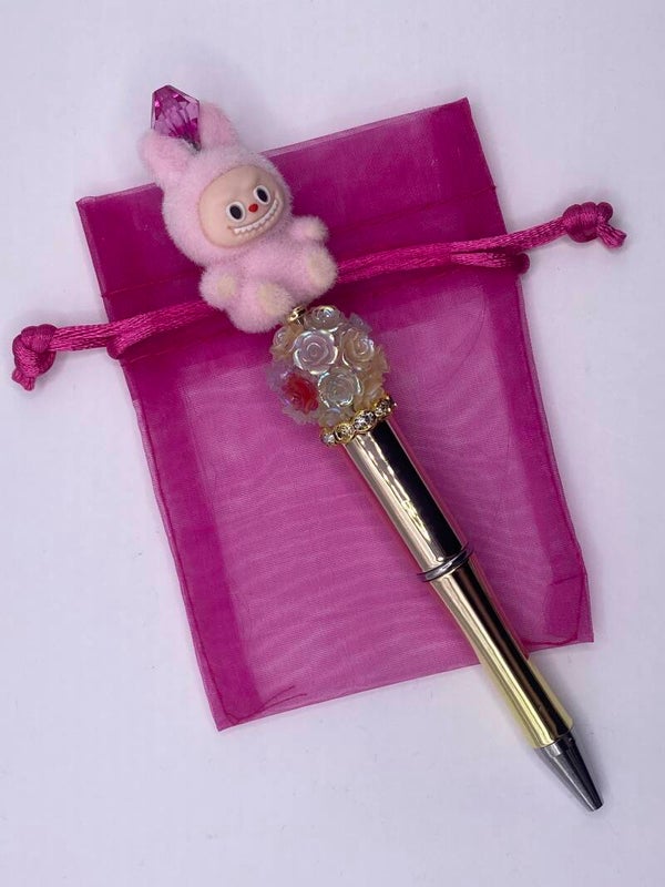 Pen Labubu roze en goud
