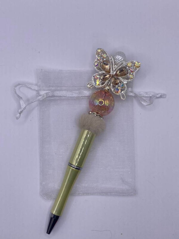 Pen salie groen met luxe vlinder topper