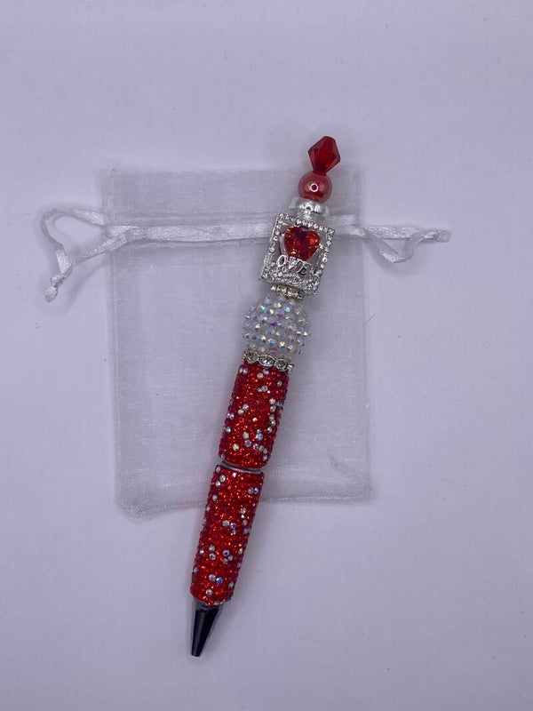 Rhinestone pen rood met parfumflesje