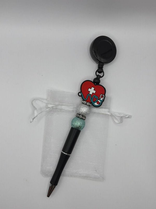 Pen met cliphouder zwart met hart