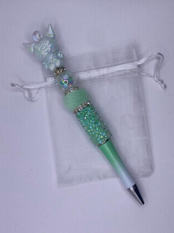 Pen Kuromi parelmoer met suikerpen groen wit
