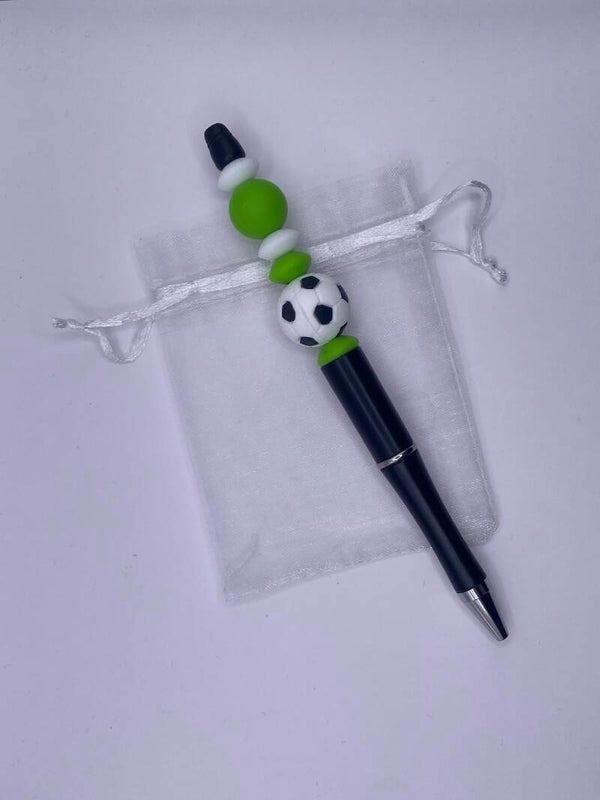 Pen voetbal zwarte pen siliconen kralen