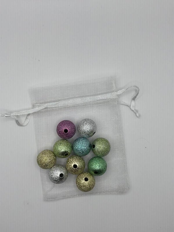 Glitterkralen 16 mm gemend, zakje 10 stuks