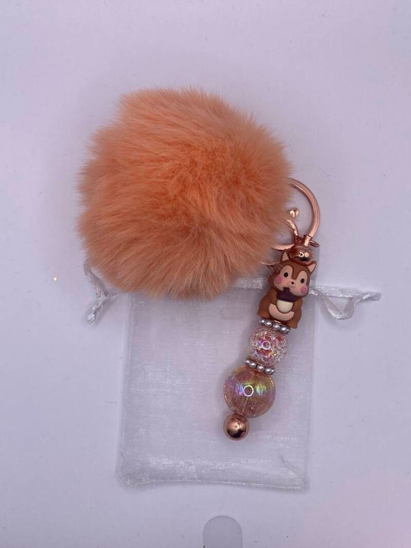 Sleutelhanger met eekhoorn en pompom