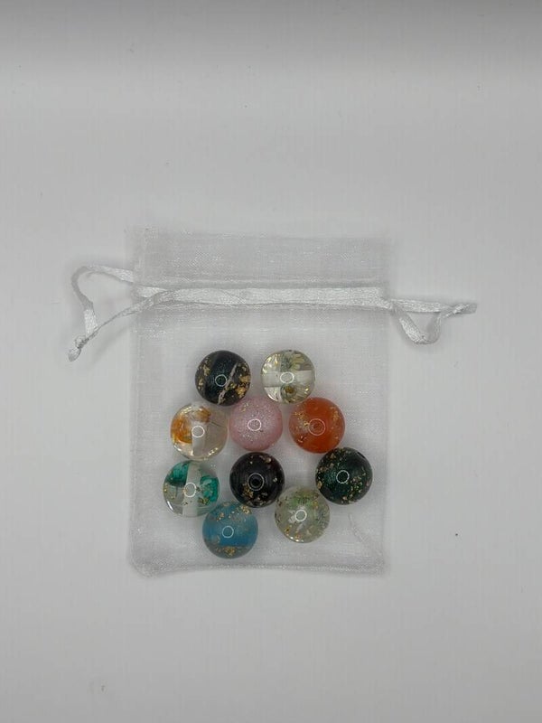 Kralen met gouden vlokjes, gemengd, 16 mm, zakje 10 stuks