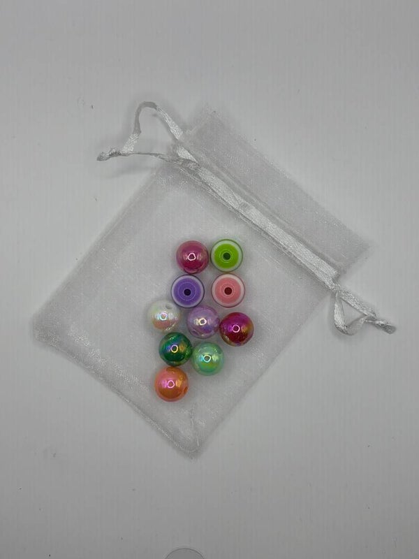 Kralen 12 mm gemengd, zakje 10 stuks
