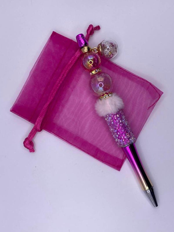 Pen roze metallic suiker met bol bedel