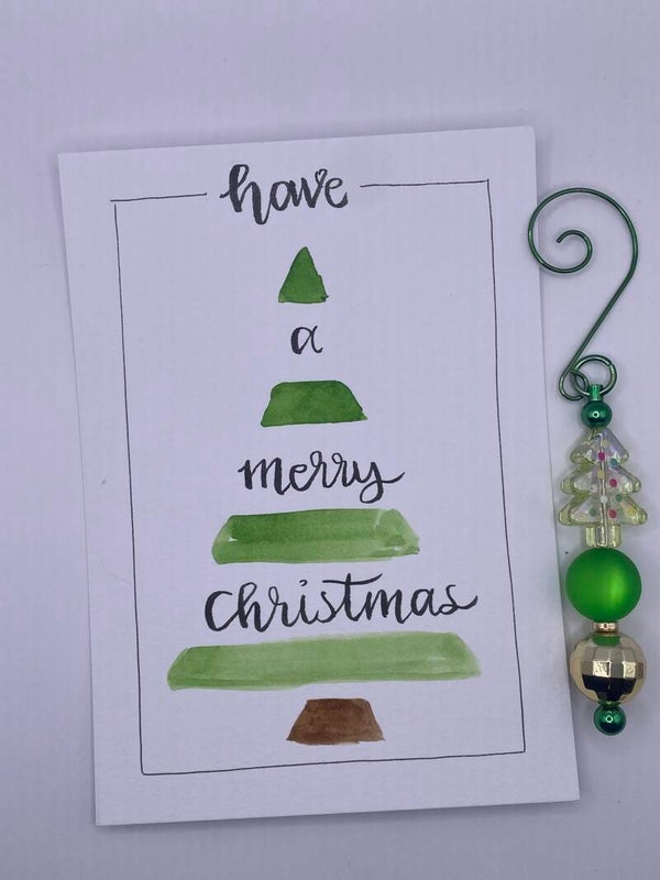 Kerstkaart met Kersthanger kerstboom